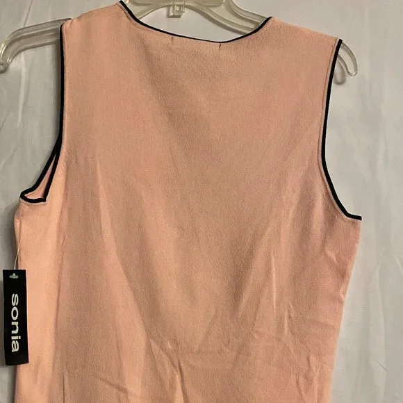 Sonia Pink/Black Sleeveless Sweater Top Size M NWT - Picture 2 of 5